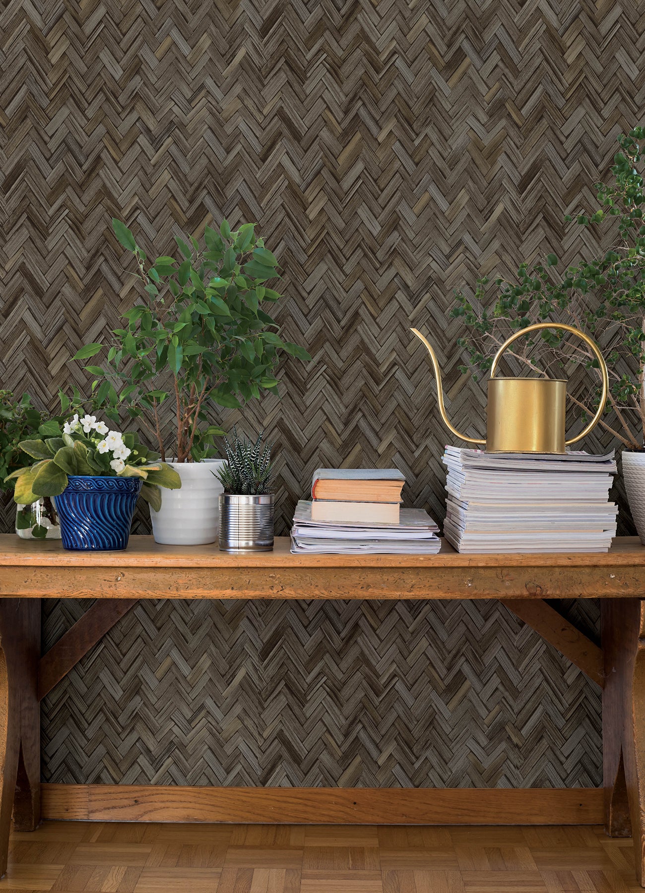 A-Street Prints 4202-410358 Ellery Charcoal Herringbone Wallpaper - Image 4