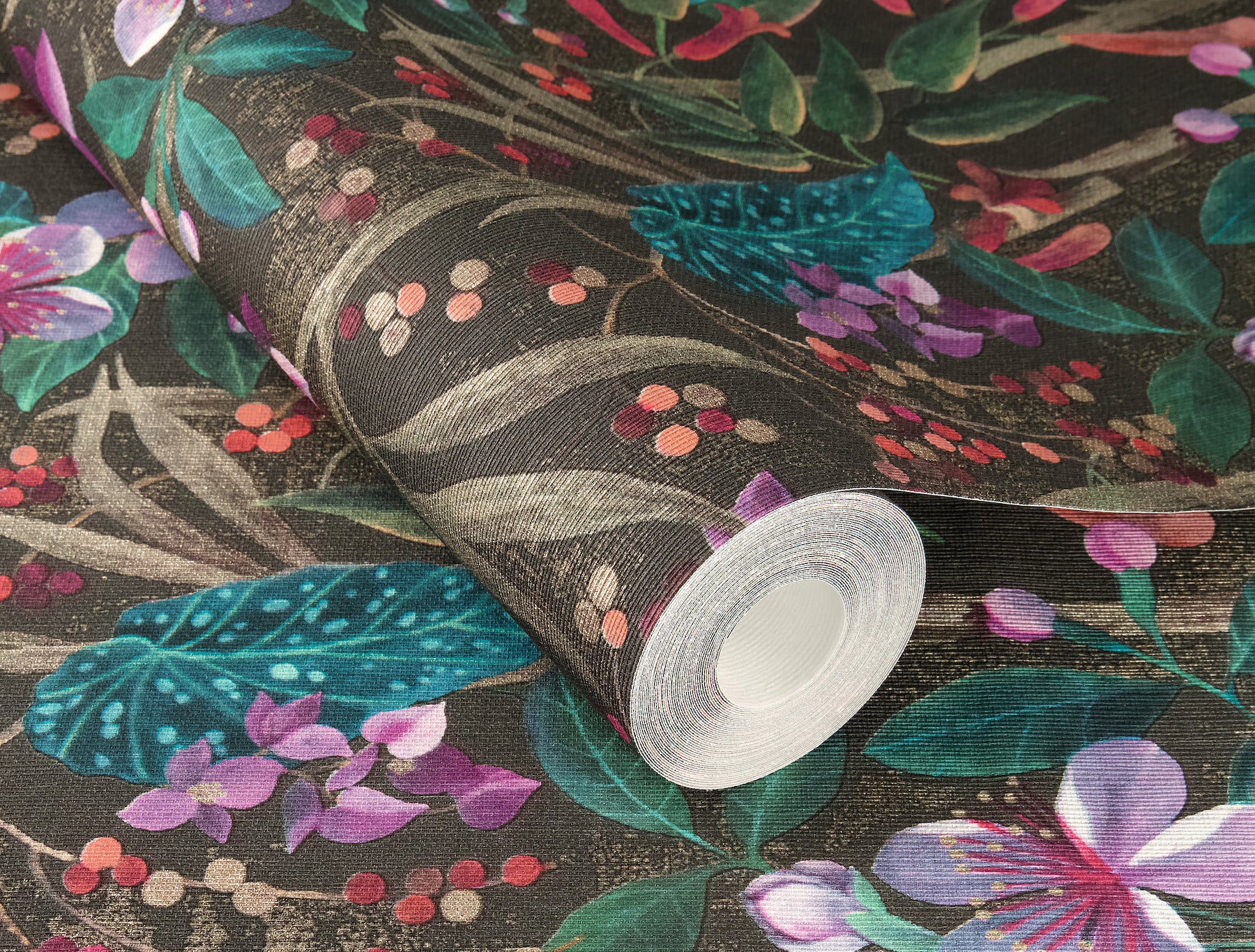 A-Street Prints 4202-538236 Kalina Black Floral Fruits Wallpaper - Image 2