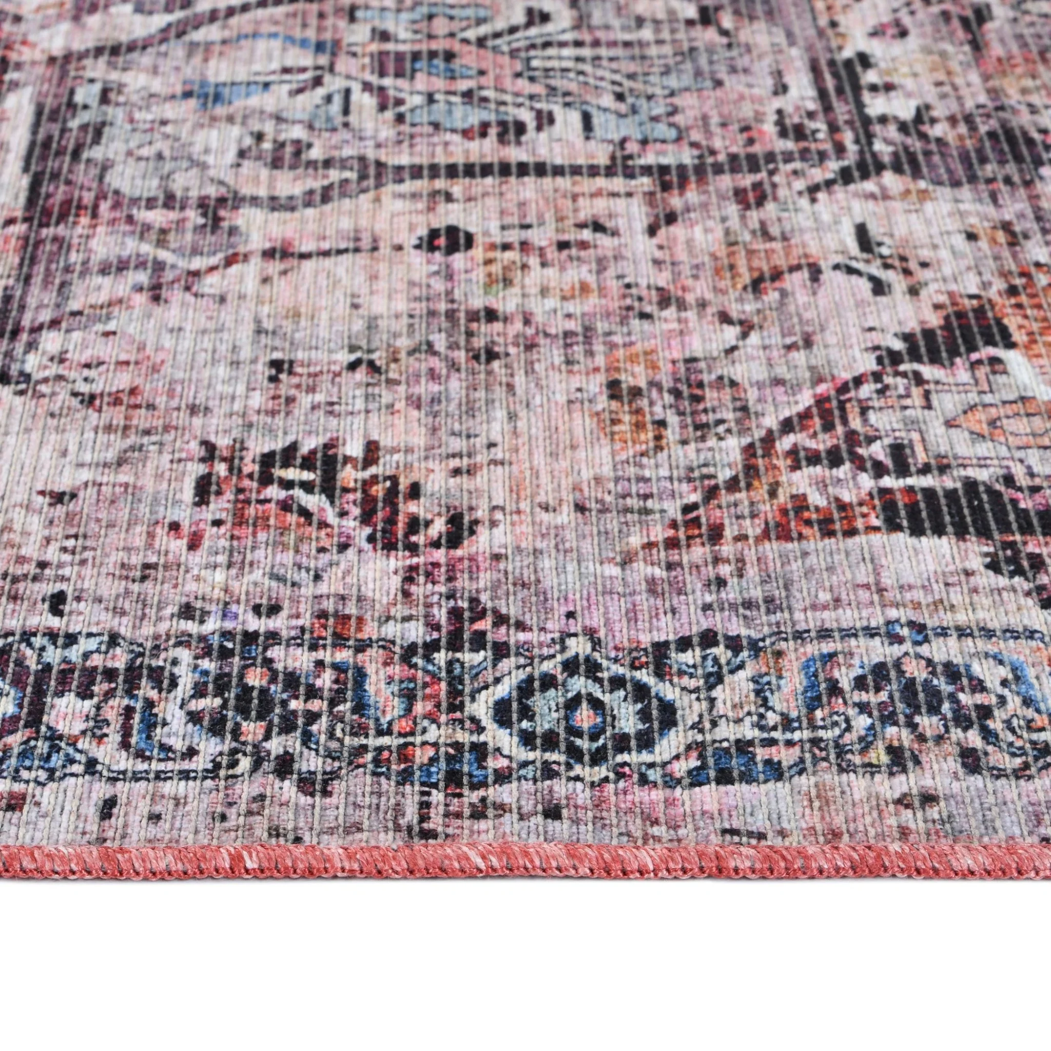 Amer Rugs ALA-1 Alaska Machine-Washable Vintage Medallion Power-Loomed /Red Area Rug - Image 6