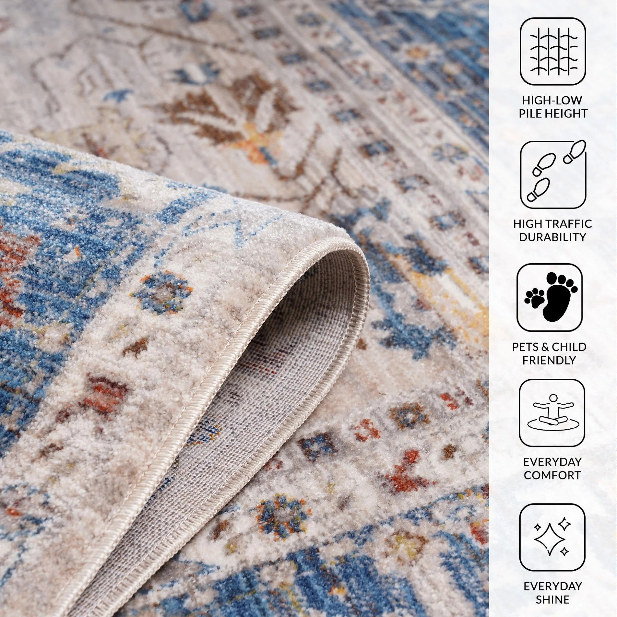 Amer Rugs ARC-4 Arcadia Oriental Design /Navy Runner Rug, 2'7" X 10' Area Rug - Image 12