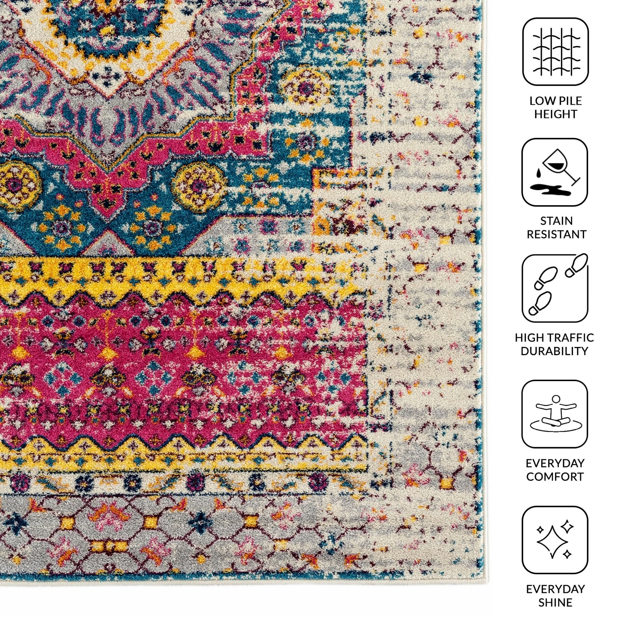 Amer Rugs MAN-35 Manhattan Bohemian Pattern /Pink Runner Rug, 2'6" X 7'6" Area Rug - Image 6