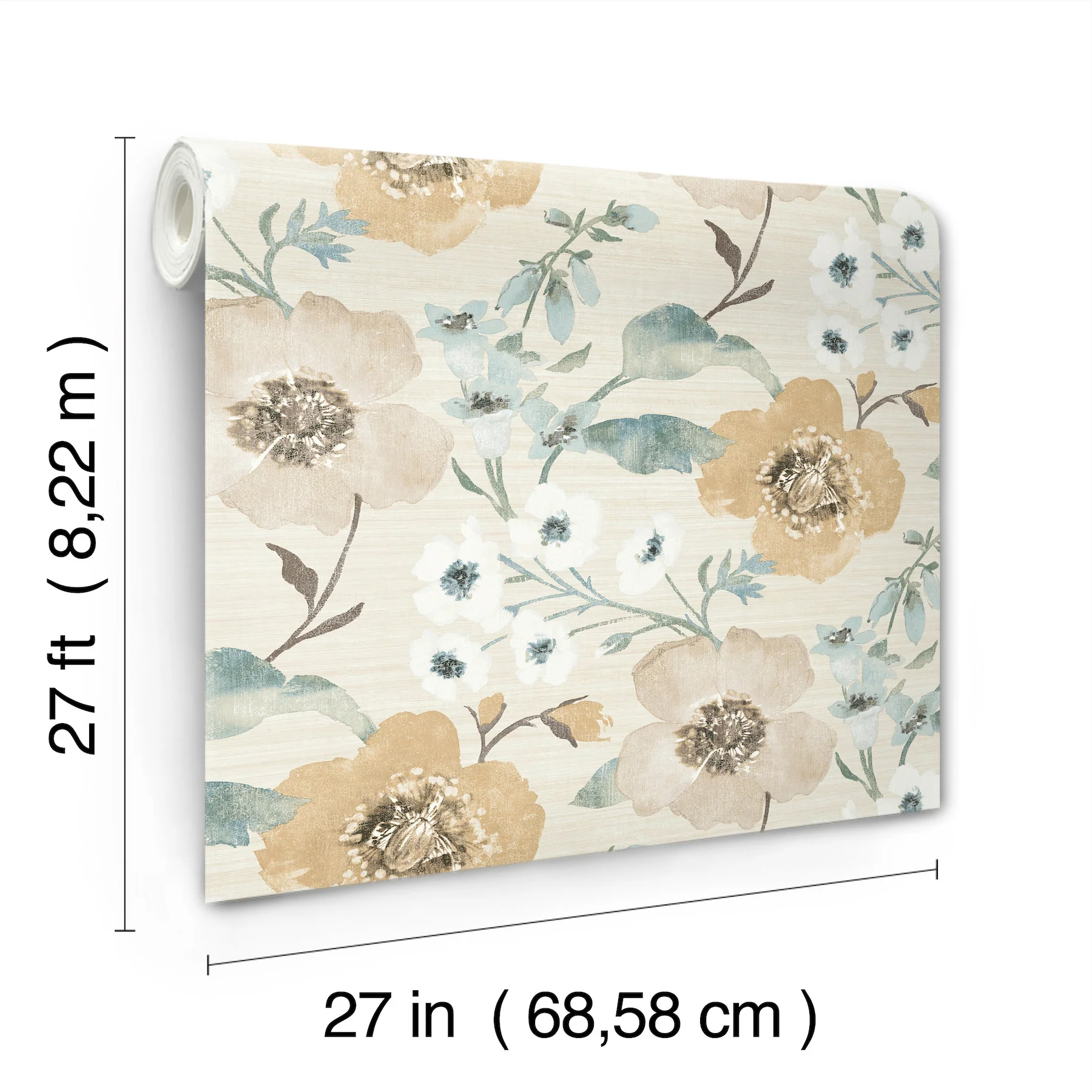 Antonina Vella LL3204 Evelyn Wheat Floral Wallpaper - Image 3
