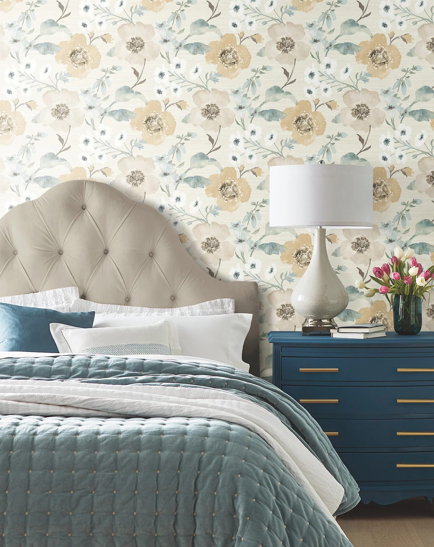 Antonina Vella LL3204 Evelyn Wheat Floral Wallpaper - Image 4
