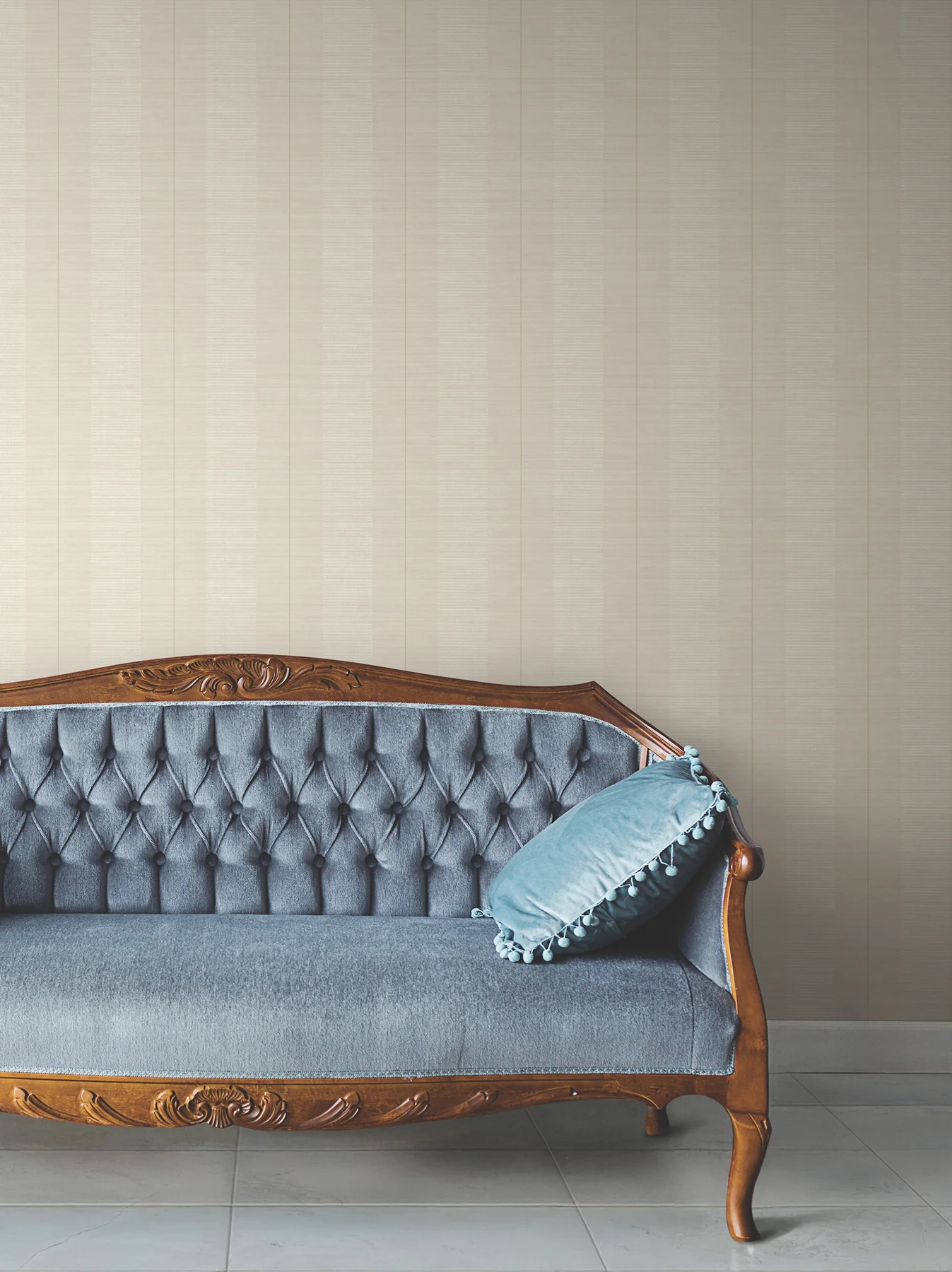 Antonina Vella LL3205 Colbert Stripe Ivory Textured Wallpaper - Image 5