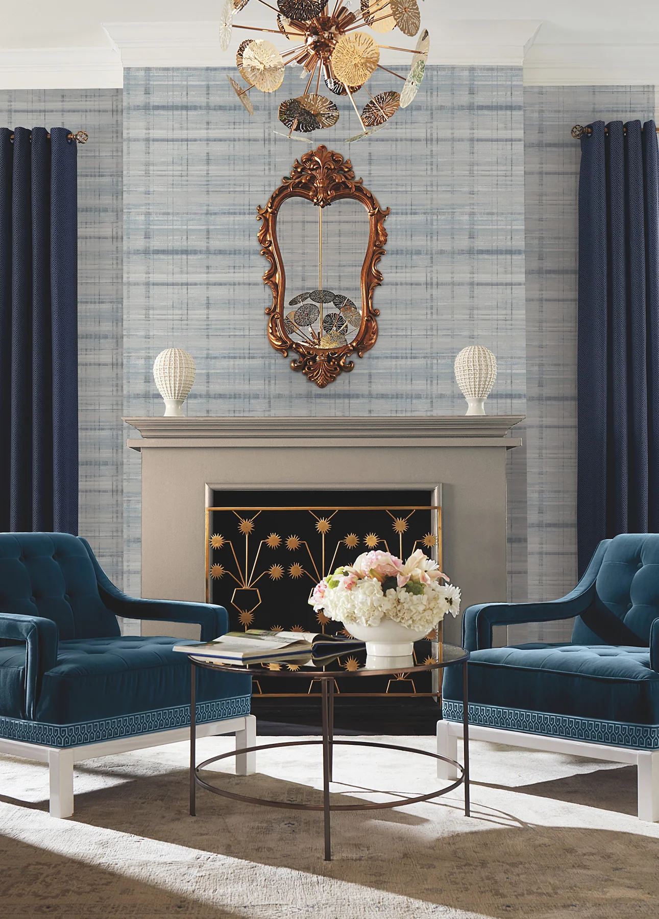 Antonina Vella LL3245 Vanishing Point Blue Striated Wallpaper - Image 4