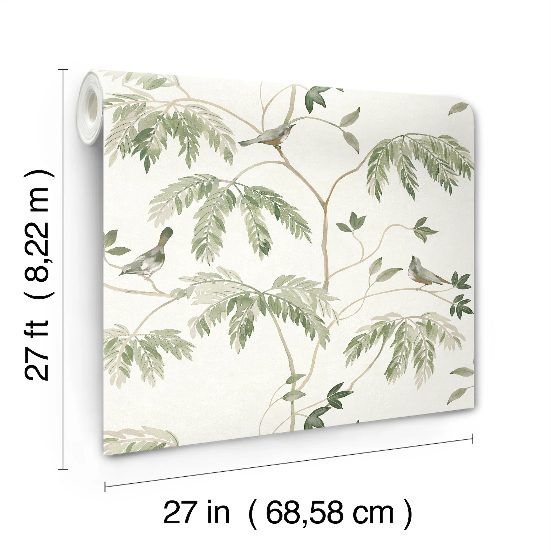 Antonina Vella LL3251 Cillian Dark Green Botanical Bird Trail Wallpaper - Image 3