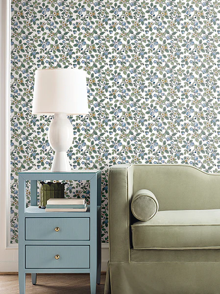 Antonina Vella VP1413 Framboise Blue Berry Vines Wallpaper - Image 4