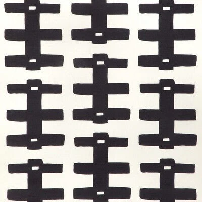CAROLINE CECIL TEXTILES CCF-2306.816.0 BRIDGE BLACK/OYSTER Fabric