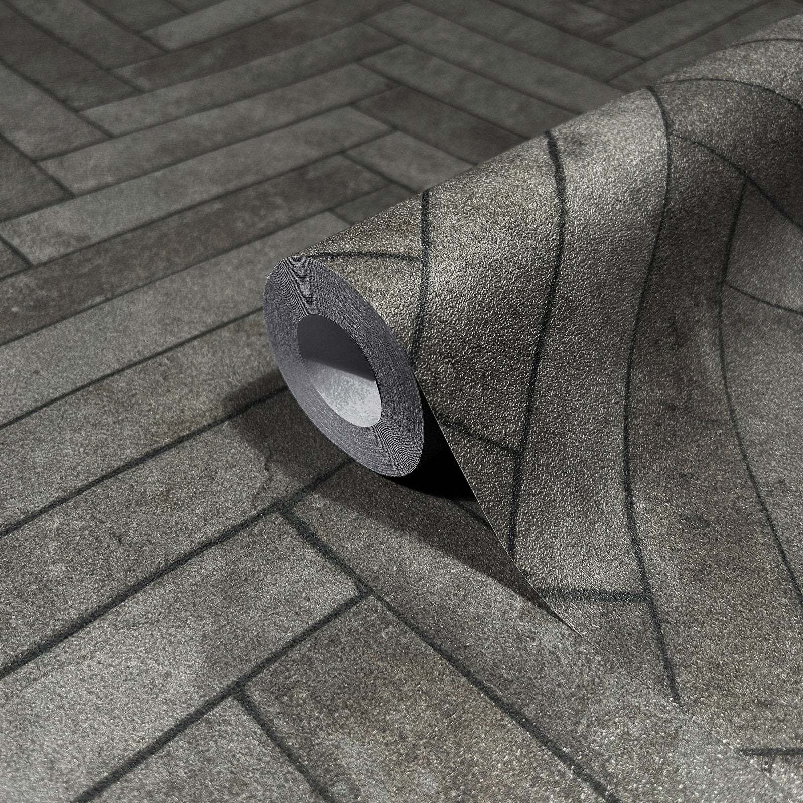Galerie 45762 Brick Herringbone Silver Grey Wallpaper - Image 3
