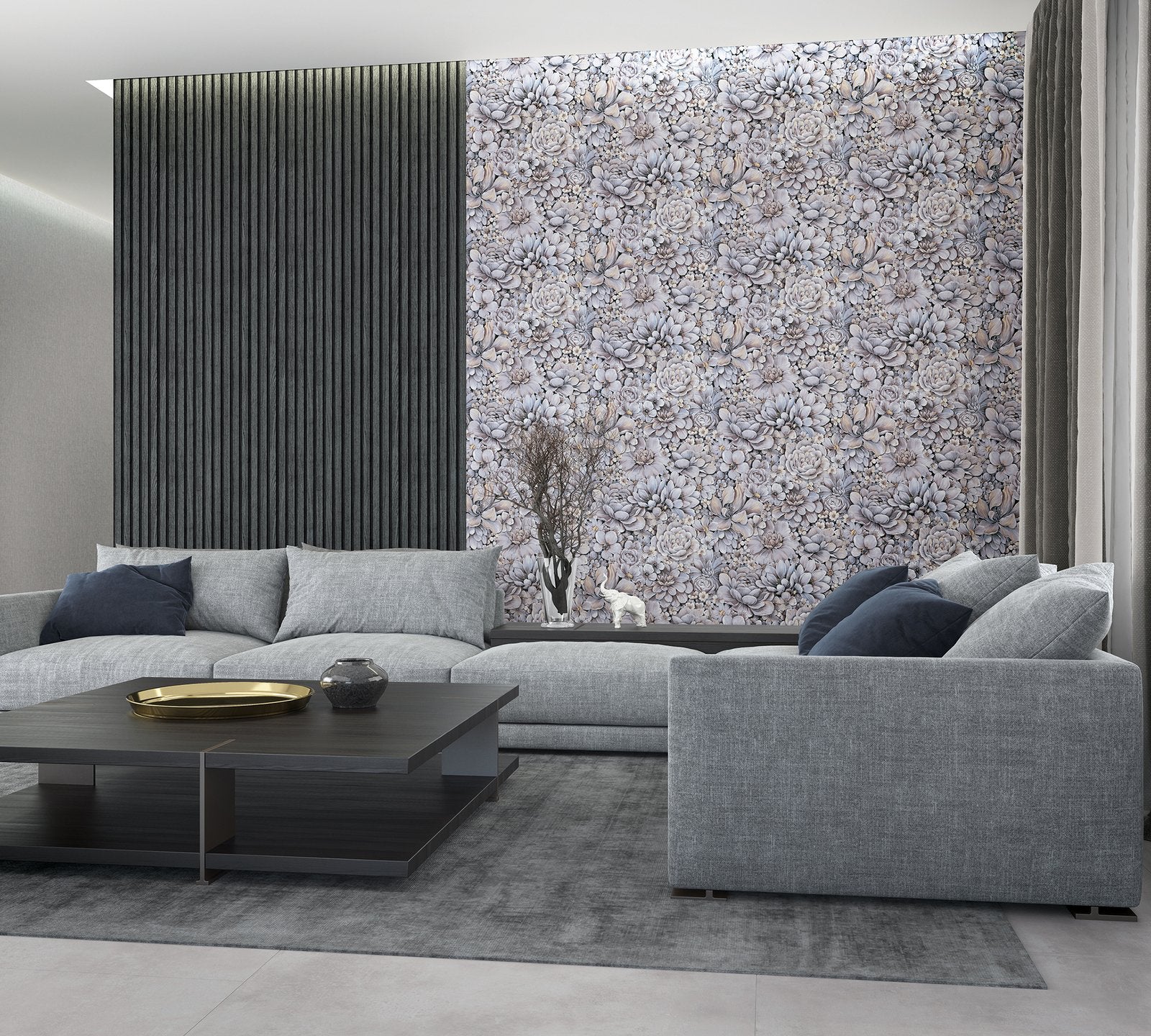 Galerie EN3395514 Floral Texture Blue Wallpaper - Image 2