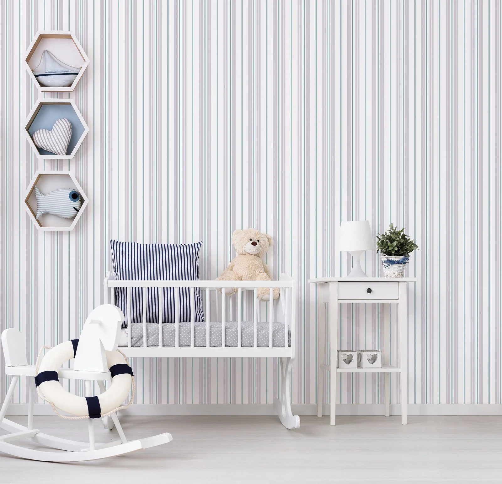 Galerie G23310 Two Colour Stripe Silver Grey Wallpaper - Image 2
