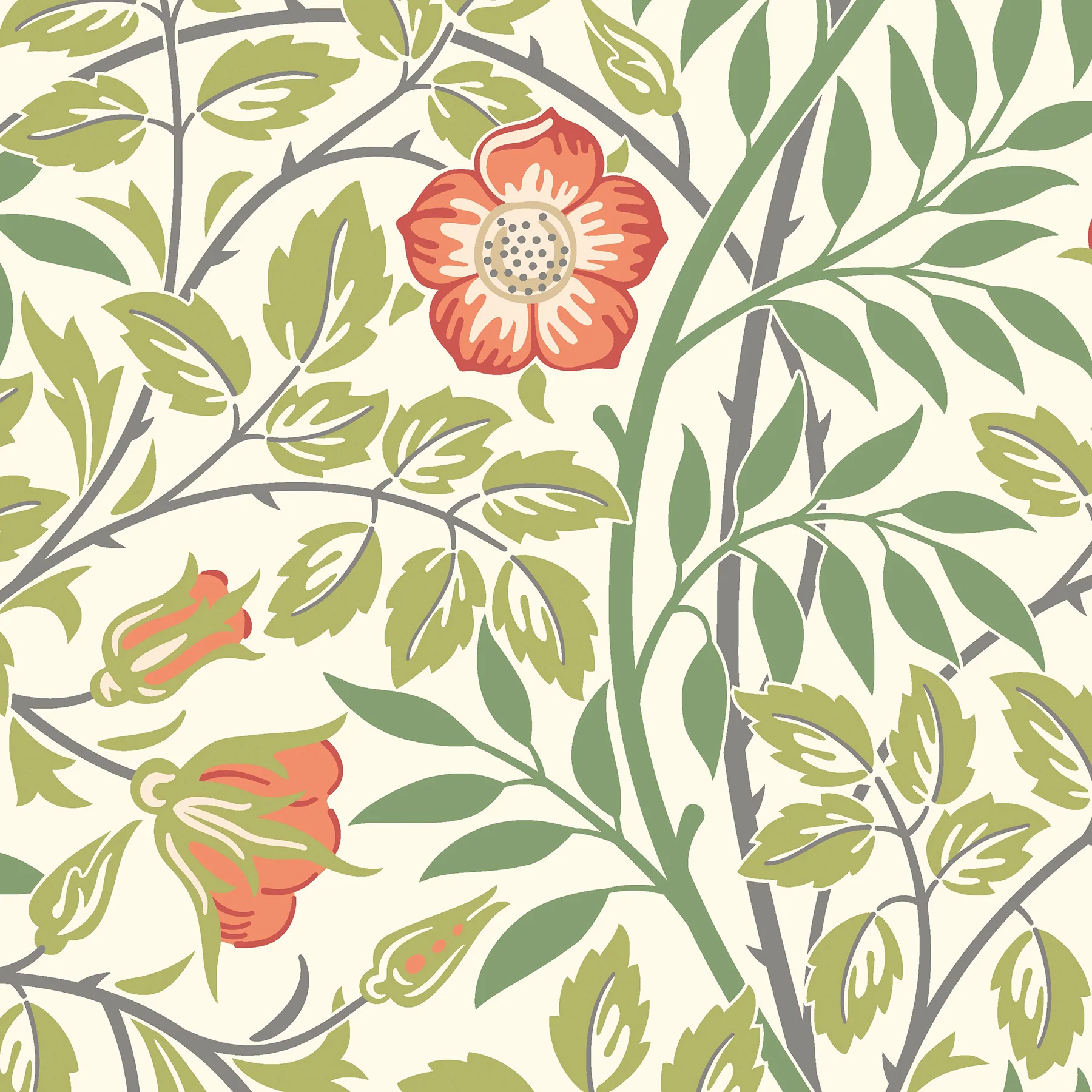 Hoopla Walls HWA1098PU Rosehip Trail Coral Pink Peel and Stick Wallpaper - Image 2