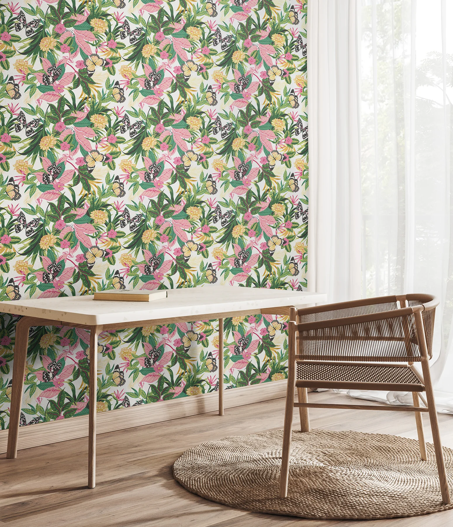Hoopla Walls HWA1191PU Paradise Flamingo Peel and Stick Wallpaper - Image 2