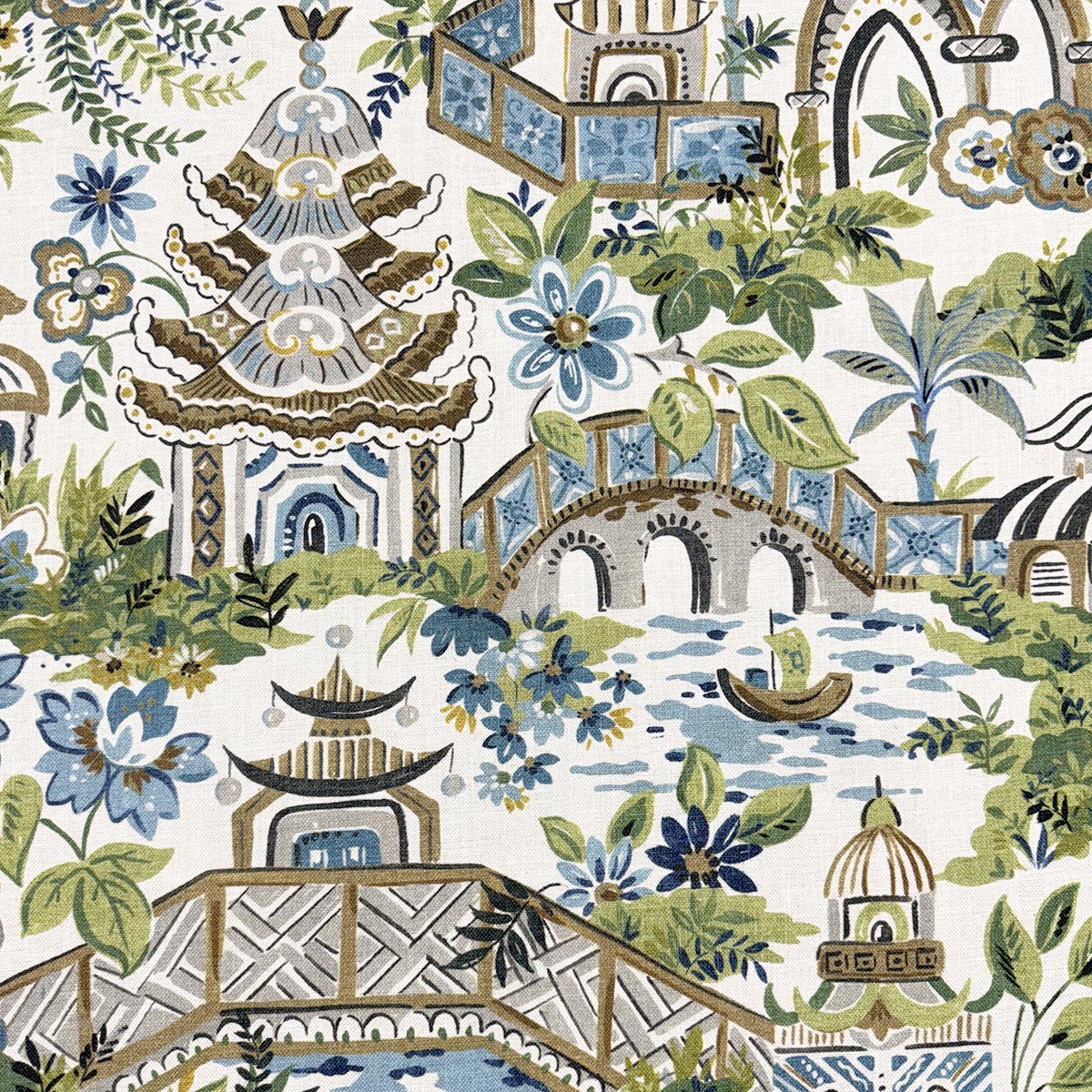 Mag Fabrics 11910 KYOTO BLUEGREEN Fabric - Image 3