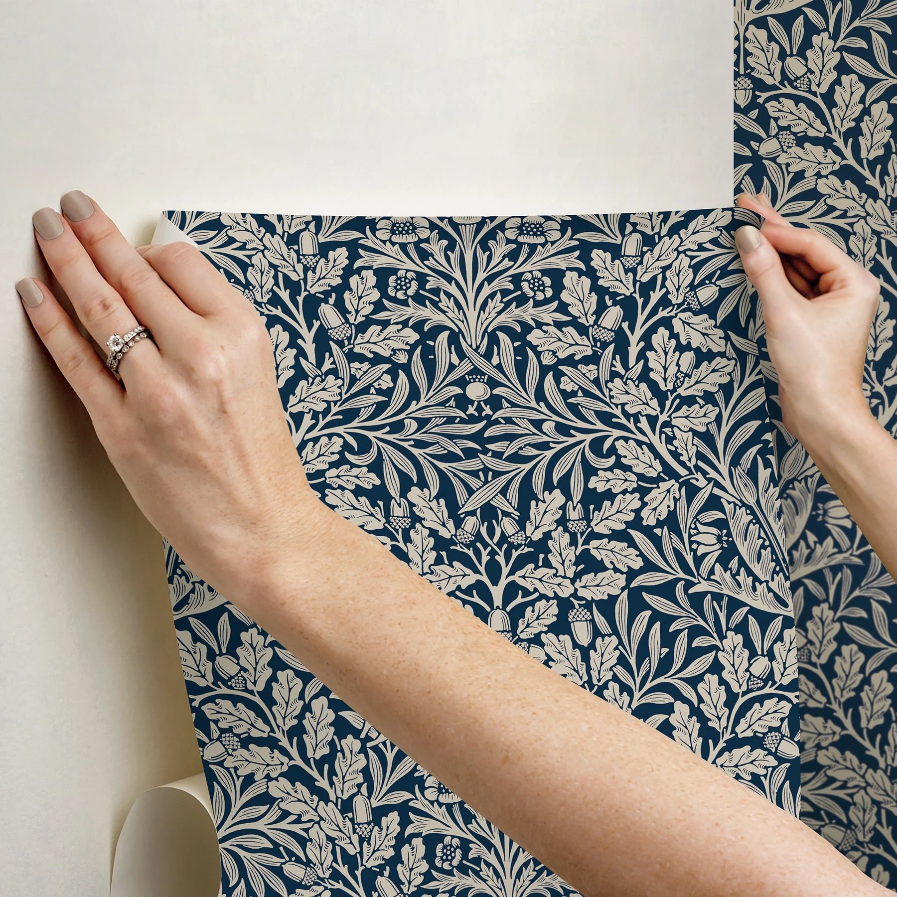 Morris & Co. MCS6586 Acorn Indigo Peel and Stick Wallpaper - Image 6