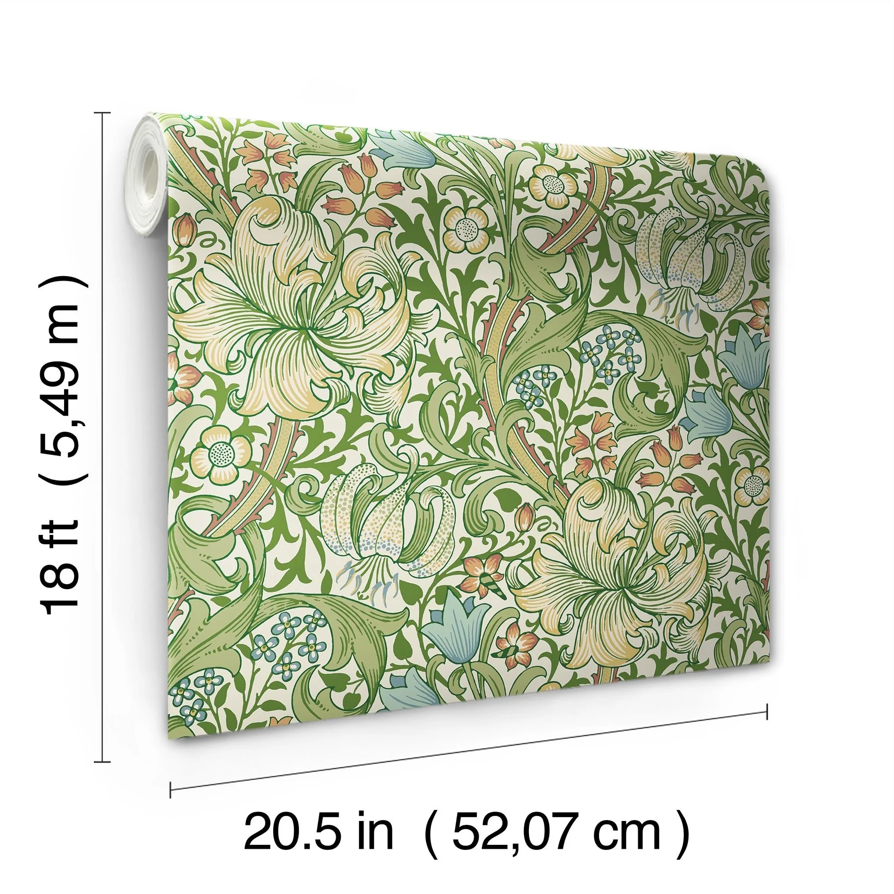 Morris & Co. MCS6601 Golden lily Boughs Green Peel and Stick Wallpaper - Image 2