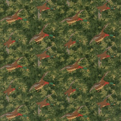 MULBERRY FD2027.S16.0 FOREST DUCKS VELVET EMERALD Fabric
