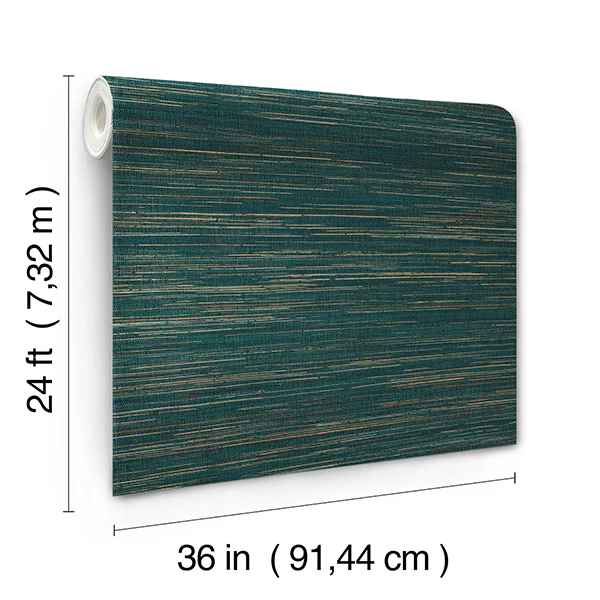 Ronald Redding GRL86126 Multicolored Hemp Teal Wallpaper - Image 2