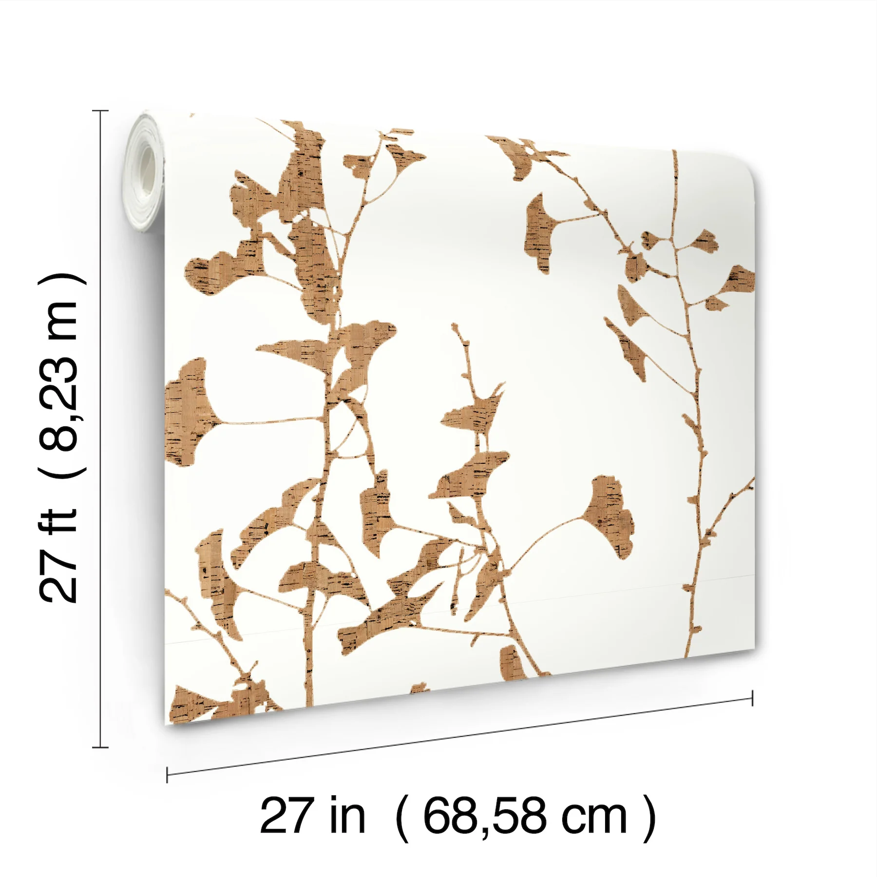 Ronald Redding VR1509 Ginkgo Silhouette Light Brown Cork Wallpaper - Image 3
