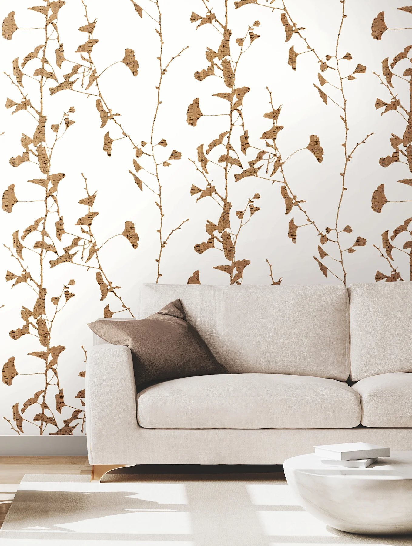Ronald Redding VR1509 Ginkgo Silhouette Light Brown Cork Wallpaper - Image 6