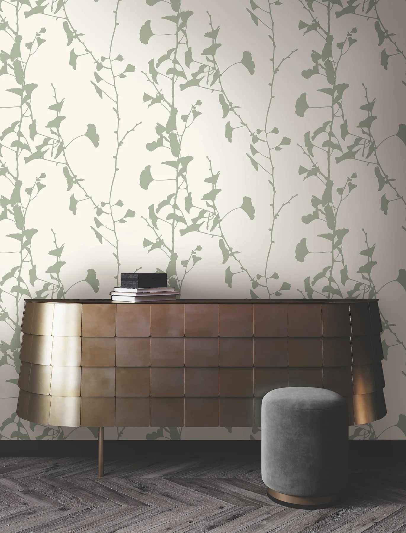 Ronald Redding VR1510 Ginkgo Silhouette Sage Cork Wallpaper - Image 5