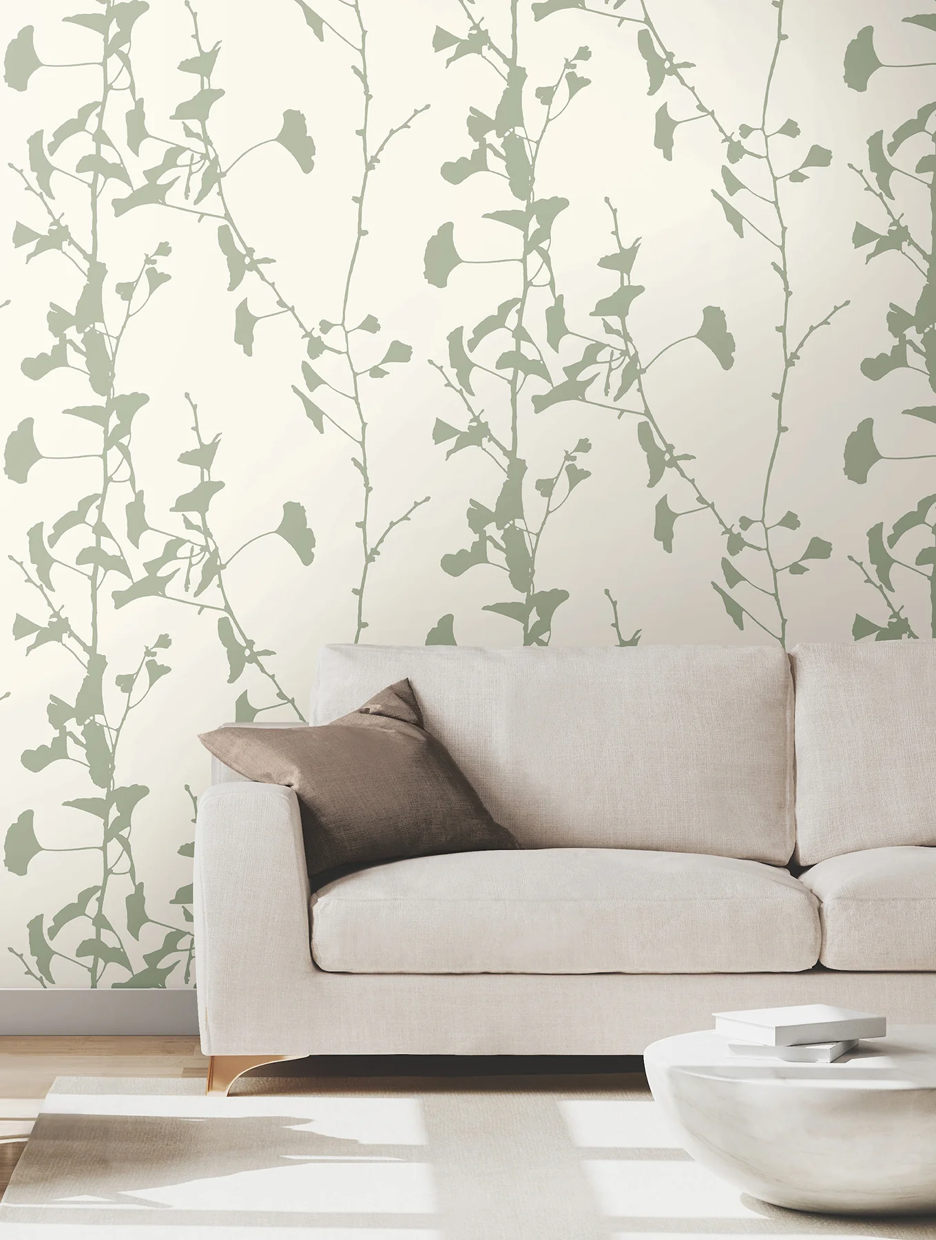 Ronald Redding VR1510 Ginkgo Silhouette Sage Cork Wallpaper - Image 6