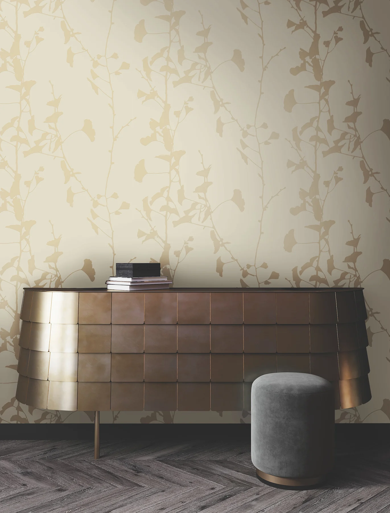 Ronald Redding VR1511 Ginkgo Silhouette Neutral Cork Wallpaper - Image 5