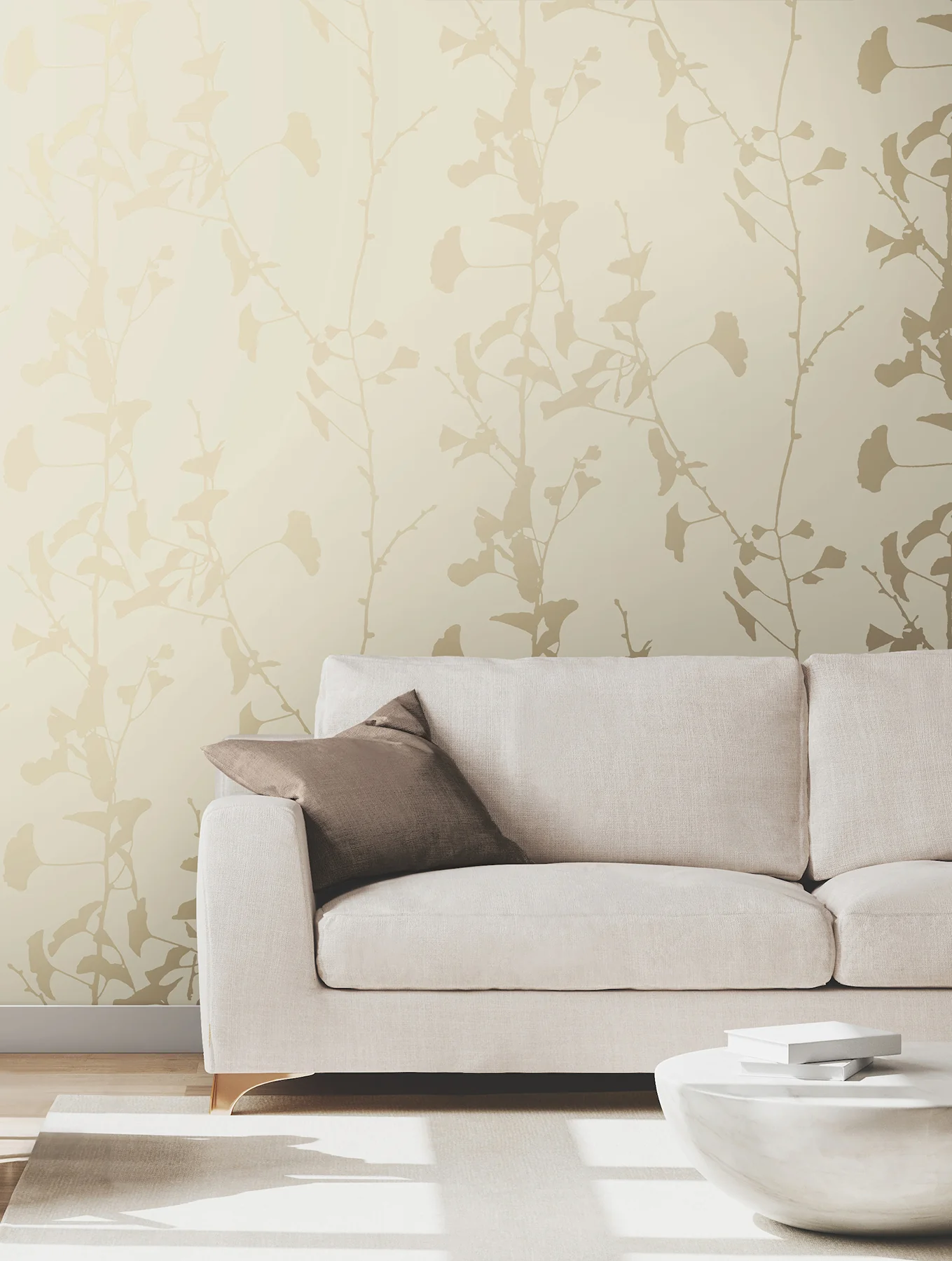 Ronald Redding VR1511 Ginkgo Silhouette Neutral Cork Wallpaper - Image 6
