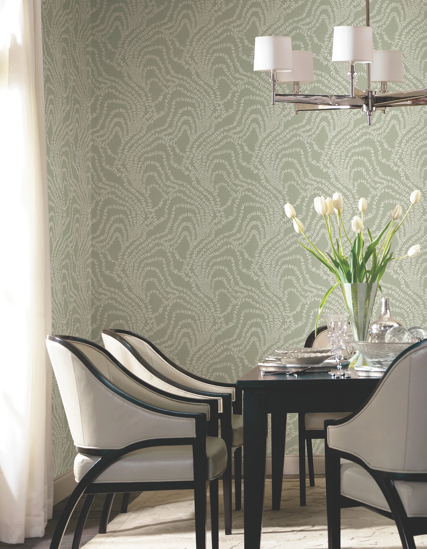 Ronald Redding VR1513 String of Pearls Sage Vine Wallpaper - Image 3