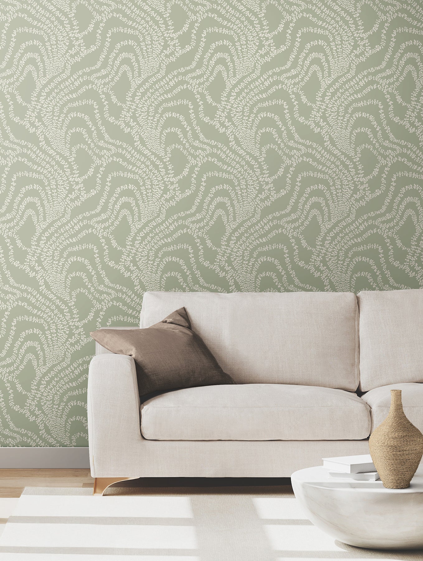 Ronald Redding VR1513 String of Pearls Sage Vine Wallpaper - Image 6