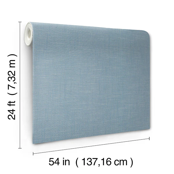Ronald Redding YGL7060 Combed Linen Cornflower Blue Wallpaper - Image 3