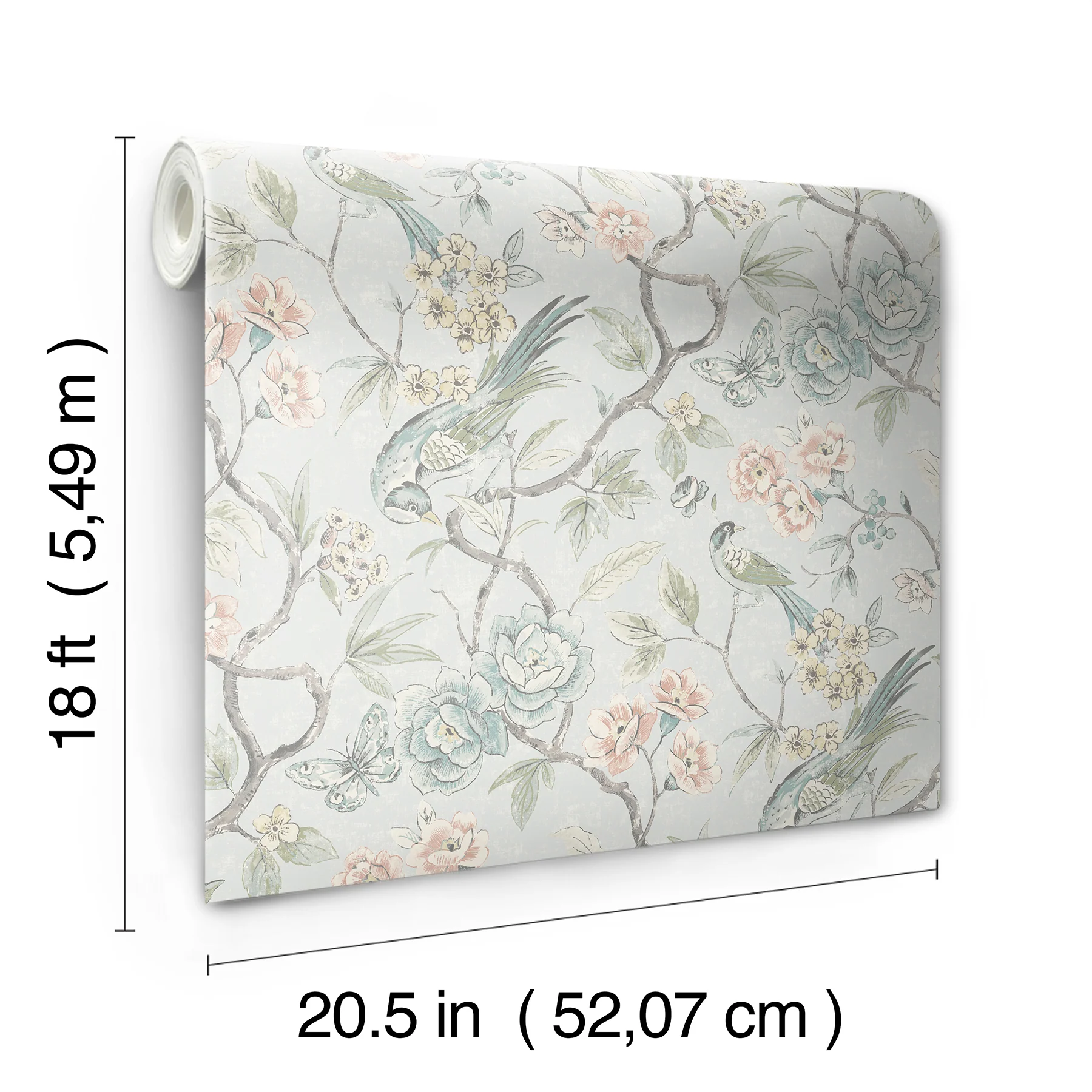 Waverly WVS6473 Aviary Garden Aqua Peel and Stick Wallpaper - Image 2