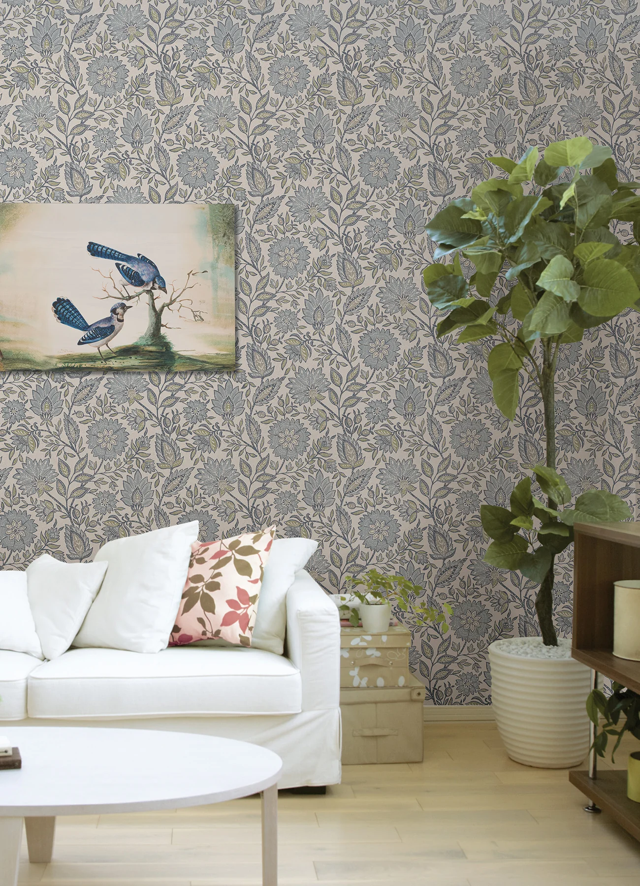 Waverly WVS6481 Indira Aster Blue Peel and Stick Wallpaper - Image 5